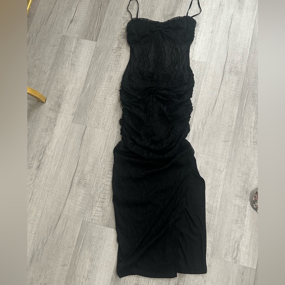 Elegant Black Ruched Dress